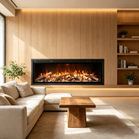 Cheminée électrique encastrable de 23 pouces avec flamme simulée, contrôle double par application, pour chauffage intérieur et décoration, style français