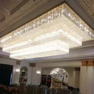 Otel lobisinde için özel lüks proje kristal avize büyük kolye lambaları ziyafet salonu için Modern tasarım büyük avize
