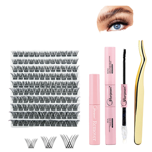 Kit d'extension <span class=keywords><strong>de</strong></span> <span class=keywords><strong>cils</strong></span> individuels en grappe DIY personnalisé fait main en gros, <span class=keywords><strong>cils</strong></span> coréens PBT <span class=keywords><strong>de</strong></span> qualité supérieure, longueur 8mm-16mm - Product Image 1