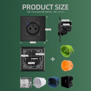 Vàng chải nhôm bảng điều chỉnh USB tường cắm AC Ổ cắm ổ cắm EU pháp ổ cắm với pd20w USB loại một Loại C Cổng - Product Image 5