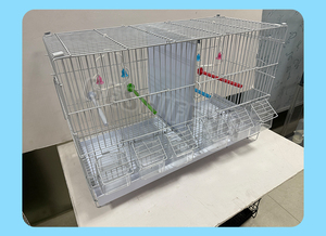 Geshifeng Cage blanche en fil de fer GA-2471 60*27*40cm 4 supports 6 mangeoires et abreuvoirs Cage pour perroquets avec 6 boîtes alimentaires - Product Image 5