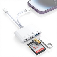 Lecteur de cartes multi-ports 6-en-1 compatible avec les téléphones Type-C, écouteurs externes universels, clé USB, carte mémoire SD, carte TF