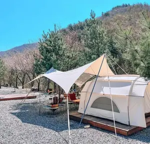 Lieferanten individuell gestaltetes Zelt mit Logo für 5+ Personen für Outdoor-Camping langes Tunnel-Zelt Kanalzelt mit Dreieckstüren