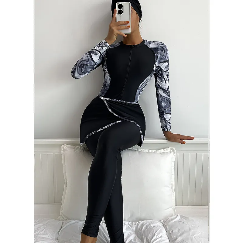 Long Sleeve Zipper Islamic Swimwear Women 2023 Custom Low Price Swimsuit For Muslim Ladies Women Modest Beachwear