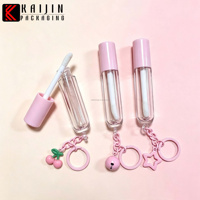 Tube de brillant à lèvres rose vide avec sangle chaîne, portable, pour brillant à lèvres et huile à lèvres, emballage souple