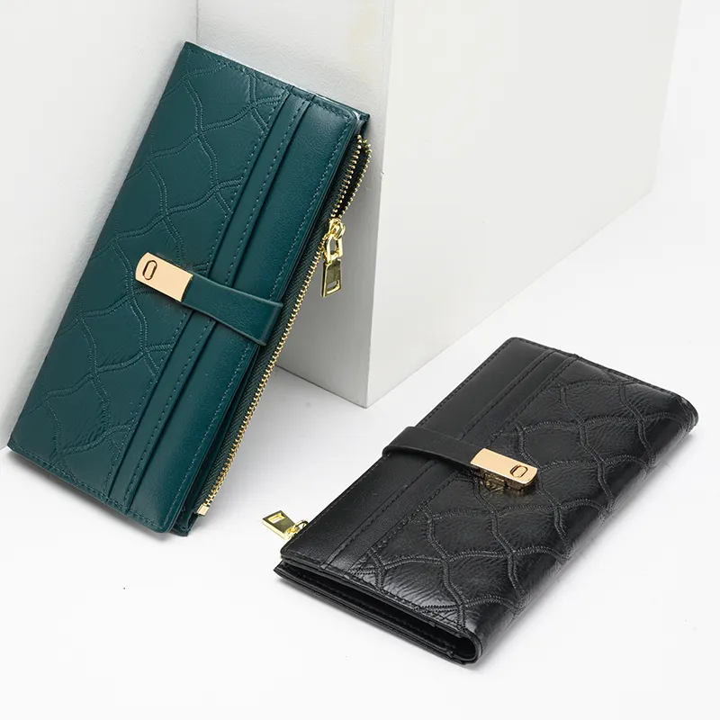 Portable Multi-card Position Women Men Purse Money Bag Oil Wax Leather Retro Long Wallet