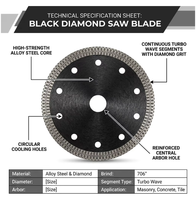 Disque de découpe diamanté pour carrelage en porcelaine, super fin, brasé, multifonction