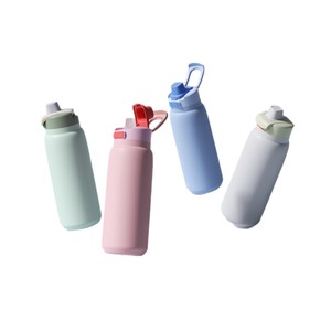 Stainless Steel Tumbler Straight Cup Apricot Color Travel Use 500Ml Insulated Water Bottle With Hidden Handle - Product Image 5