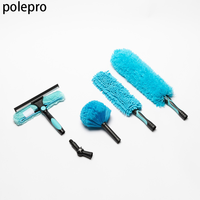 Outils de nettoyage de fenêtres professionnels à longue portée, perche télescopique en aluminium de 12 à 24 pieds avec raclette microfibre pour plafond