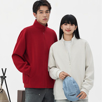 Nouveau Sweat-shirt Décontracté Unisexe en Coton Lourd 380g, Tendance Automne, Col Montant à Double Fermeture Éclair, Style Cardigan Tricoté