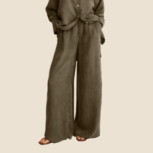 Nuovo Set <span class=keywords><strong>di</strong></span> <span class=keywords><strong>camicia</strong></span> da donna Low MOQ <span class=keywords><strong>di</strong></span> moda autunnale ampio e Casual da donna a maniche lunghe completo completo <span class=keywords><strong>camicia</strong></span> verde militare e pantaloni - Product Image 4