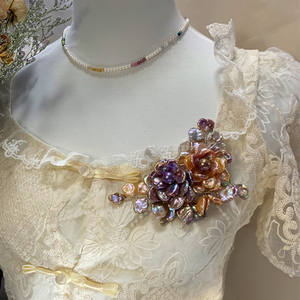 豪華なエレガントな手作り花真珠ブローチレディースジュエリー装飾カラフルな淡水真珠ウェディングパーティー - Product Image 2