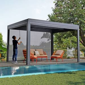 Custom <span class=keywords><strong>3x3</strong></span> 4x4 pérgola de aluminio impermeable bioclimática motorizada pérgolas y gazebos al aire libre con <span class=keywords><strong>cortinas</strong></span> - Product Image 4