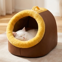 Lit d'hiver pour animaux de compagnie très vendu, portable, avec poignée de transport, nid douillet en peluche pour chat, maison pour petits chiens, pour les voyages et le repos en extérieur