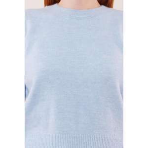 Maglione da Donna a Collo Tondo, Blu Chiaro, Manica Lunga, Anti-Pilling, Casual, Lavorazione a Maglia 14 Gg - Product Image 2