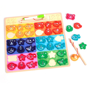 2-in-1 Wooden Eco-friendly Non-toxic Fishing Drawing Board Montessori Educational Toy for 2-7 Years Multi-functional Fishing - Product Image 1