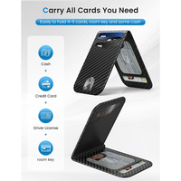 Étui de téléphone multifonctionnel 4 pouces en microfibre à motif fibre de carbone, avec blocage RFID, support de téléphone et porte-cartes, sans fermeture, personnalisable et tendance