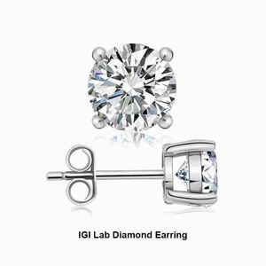 In Stock IGI Certified 1CT D VVS Diamond Studs 18K Gold Four Claws Stud Classic Design Lab Grown Diamond Earrings - Product Image 1