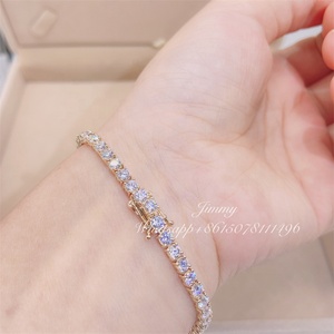 Grosir Perhiasan Hip Hop <span class=keywords><strong>10K</strong></span> Asli Kuning Putih Mawar Emas VVS Moissanite Berlian Es Keluar Gelang Tenis Kustom - Product Image 3
