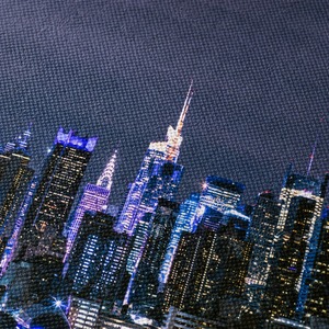 Mural Personalizado de Paisaje Urbano Nocturno, Papel Tapiz de Lienzo al Óleo para Sala de Estar - Product Image 2