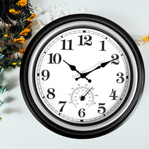 12-inch ngoài trời không thấm nước cổ điển Đồng hồ treo tường với nhiệt kế tùy chỉnh trang trí nội thất thạch anh Đồng hồ treo tường - Product Image 6