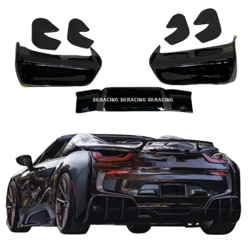 Auto Parts For BMW i8 Rear Lip Bumpers Diffuser Exterior Glossy Black For BMW i8 Car Rear Trunk Lip Bumpers Diffuser Body kits