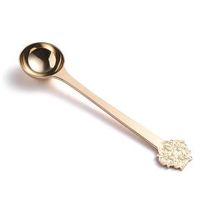 Vente en gros de cuillères doseuses miniatures en acier inoxydable de qualité alimentaire, rondes, avec logo personnalisé, dorées - Product Image 4