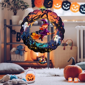 Molinillo de Viento de Hierro para Regalo de Halloween, Molinillo de Viento de Armonía Celestial de 12 Pulgadas 3D, Adornos Cinéticos de Arte para Jardín para Navidad - Product Image 5