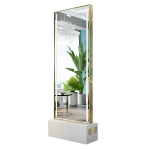 Espejo de Pared para Peluquería, Espejo Doble Cara con Luces LED Verticales, Chapado en Oro sobre Acero Inoxidable, en Oferta - Product Image 6