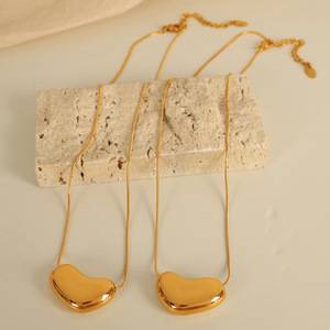 Heart Shape <b>Titanium</b> Steel Snake <b>Chain</b> Necklace 18k Gold Plated Stainless Steel Pendant For Women Gift Jewelry - Product Image 3