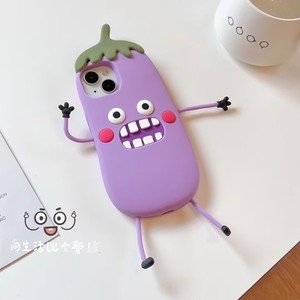 Hàn Quốc phong cách 3D cà tím mềm Silicone trường hợp điện thoại cho iphone16 15 14 Promax 11 12 13 Pro Max chống sốc điện thoại Cover quay lại - Product Image 3