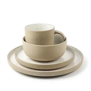 16pcs Dinnerware Set Nordic Tableware Design Your Own Dinnerware Stoneware Matte Dinner Sets Wholesale With Speckle