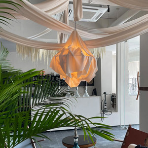 Vintage Japanese Style Chandelier E27 Six Head Round White Fabric Art <b>Lighting</b> For Home <b>Dining</b> Room - Product Image 3