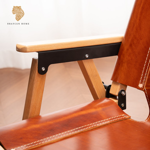 Stile italiano Vintage danese progettato <span class=keywords><strong>in</strong></span> <span class=keywords><strong>legno</strong></span> massello sedia <span class=keywords><strong>in</strong></span> pelle <span class=keywords><strong>con</strong></span> bracciolo ristorante sedia da campeggio per tavolo Cafe - Product Image 5