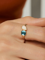 Milskye diamant mariage bijoux de mode fins couple ensemble 18K plaqué or 925 argent opale suisse bleu cristal anneaux
