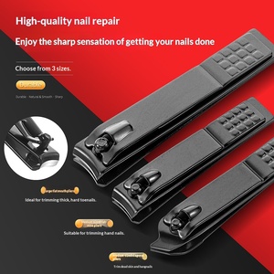 Cross-border Black and Red 24-piece Stainless Steel <strong>Nail</strong> <strong>Set</strong> Ear Scoop Oblique <strong>Nail</strong> <strong>Clippers</strong> Nose Hair Scissors Tweezers Durable - Product Image 4
