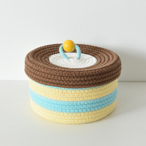 Factory Hot Sale Hand Woven Cotton Rope Baby Tote <b>Basket</b> Organizing Home Decoration <b>Storage</b> <b>Baskets</b> - Product Image 2