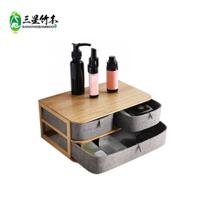 Desktop <b>storage</b> <b>box</b>, multi-functional, multi-compartment, <b>drawer</b>-style, bamboo cosmetic dustproof organizer <b>box</b>, <b>storage</b> <b>box</b> - Product Image 2