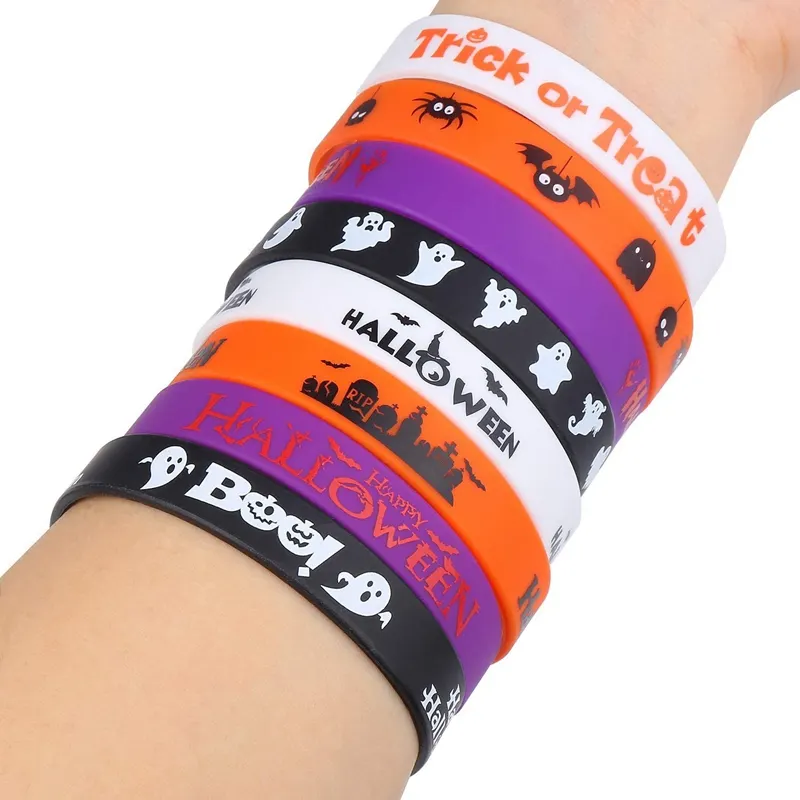 Halloween Promotional Advertise Gift 3d Wrist Band Custom Letter Rubber Wristband Silicone Cross Bracelet Customize