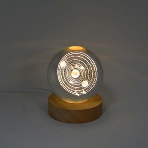 Usb LED ánh sáng ban đêm 3D phát quang nghệ thuật năng lượng mặt trời hệ thống pha lê bóng đêm đèn sáng Sphere cho trang trí nội thất cho phòng khách - Product Image 4