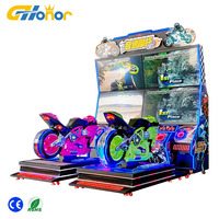 Máquina de Juegos Arcade para Motocicletas G-Honor de Doble Pantalla, 2 Jugadores, Funciona con Monedas, Simulador de Carreras de Motos para Centros de Entretenimiento