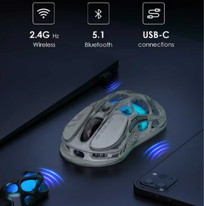 เมาส์เกมมิ่งไร้สาย GravaStar Mercury M1 Pro ผลิตด้วยมือจากแมกนีเซียมอัลลอยด์เคลือบผิวแบบวินเทจ ความละเอียด 26000 DPI เชื่อมต่อผ่านพอร์ต USB - Product Image 2