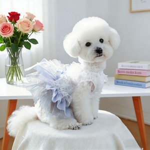 Vestido de princesa para perros y gatos, falda de tul bordada, conjunto lindo para cachorros pequeños, vestido de poliéster para las cuatro estaciones - Product Image 4