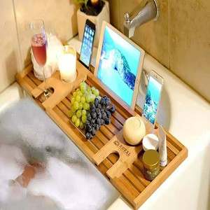 Premium Bamboo Bathtub <strong>Tray</strong> Caddy - Wood <strong>Bath</strong> <strong>Tray</strong> - Product Image 6