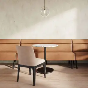Conception de salon de banquette restauration rapide hôtel restaurant meubles contreplaqué solide wolid canapé chaises ensembles de table fournisseur