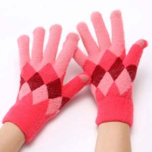 Gants en peluche Hebei mignons pour femmes, chauds pour l'hiver, avec fil épais brodé, pour l'extérieur, pour la conduite, compatibles avec les écrans tactiles, en tricot - Product Image 3