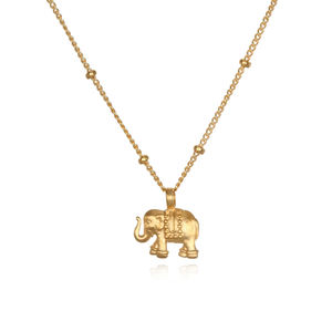 Gemnel फैशन आभूषण 925 चांदी हाथी शक्ति लटकन लंबी श्रृंखला हार सोना मढ़वाया - Product Image 3