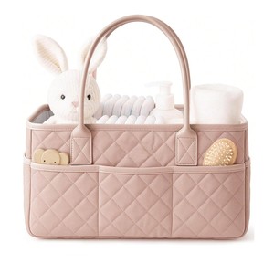 Bolsa de Fraldas Multifuncional em Poliéster com Padrão Diamante, Moderna e Minimalista, Grande Capacidade, Armazenamento Portátil para Mamadeiras - Product Image 6