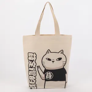 Custom Cute Personalized Cat Pattern Cotton Tote Print Canvas Bags