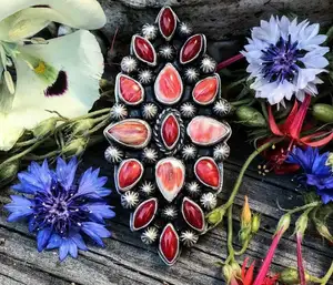 Batu permata alami karang merah desainer baru 925 cincin karang merah perak murni Solid untuk wanita cincin perak buatan tangan dengan harga rendah